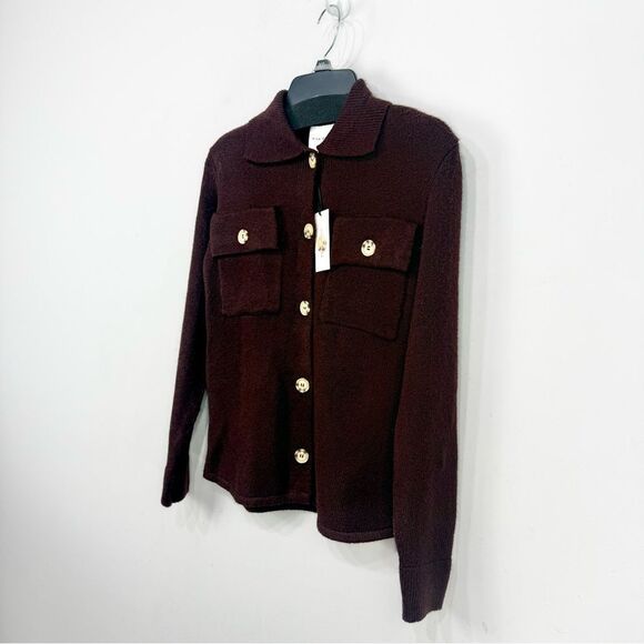 Pink Rose Decadent Chocolate Shirt Style Button Up Cardigan Sweater NEW - Picture 6 of 16